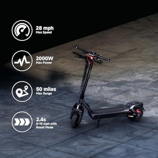 G3 Electric Scooter – 50 Miles Range, 28mph, 2000W Dual Suspension